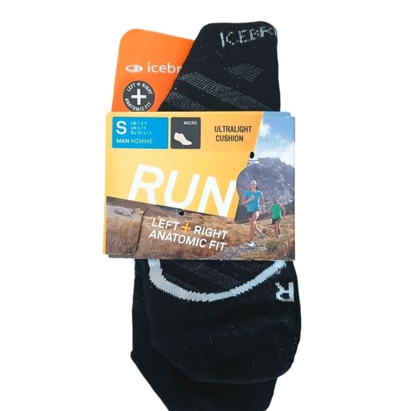 Icebreaker Men's Merino Micro Black Running Socks Left + Right Anatomic Fit - Picture 1 of 10